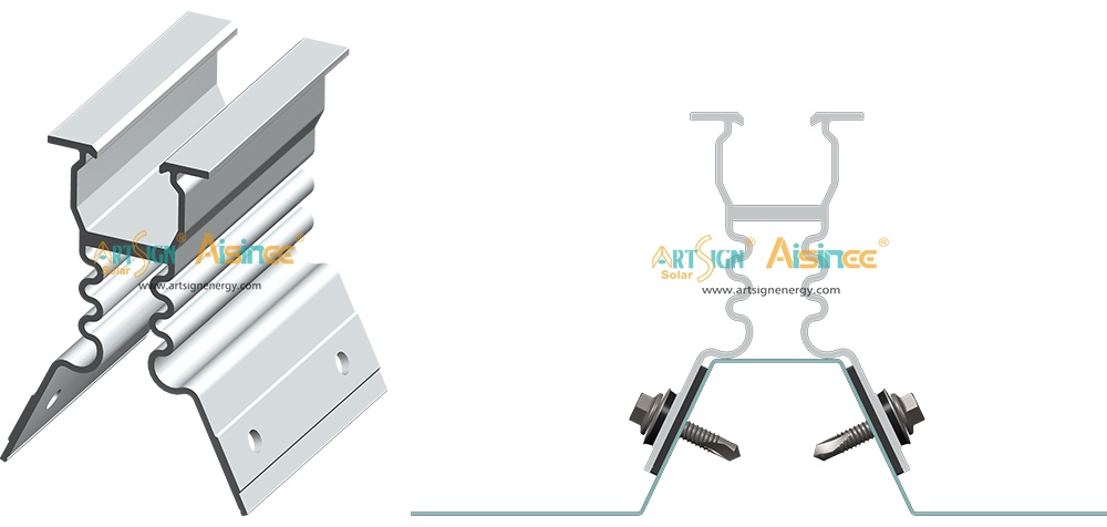 ART SIGN corrugated metal roof solar racking AS-ARH-28