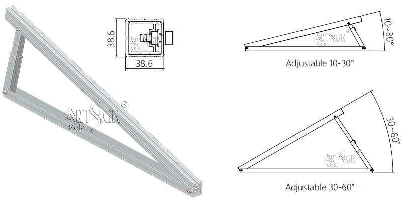 Aluminum 6005-T5 solar tripod system