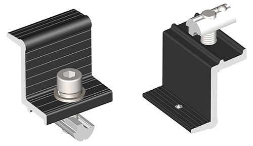 Black solar rail end clamp with G nut
