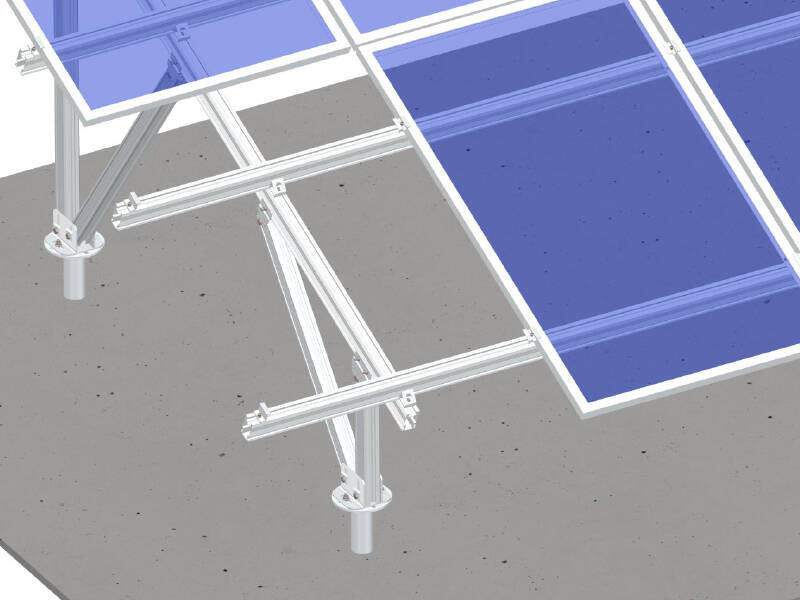 アルミ太陽光パネルを地上に取り付けシステム-矩形ビーム 