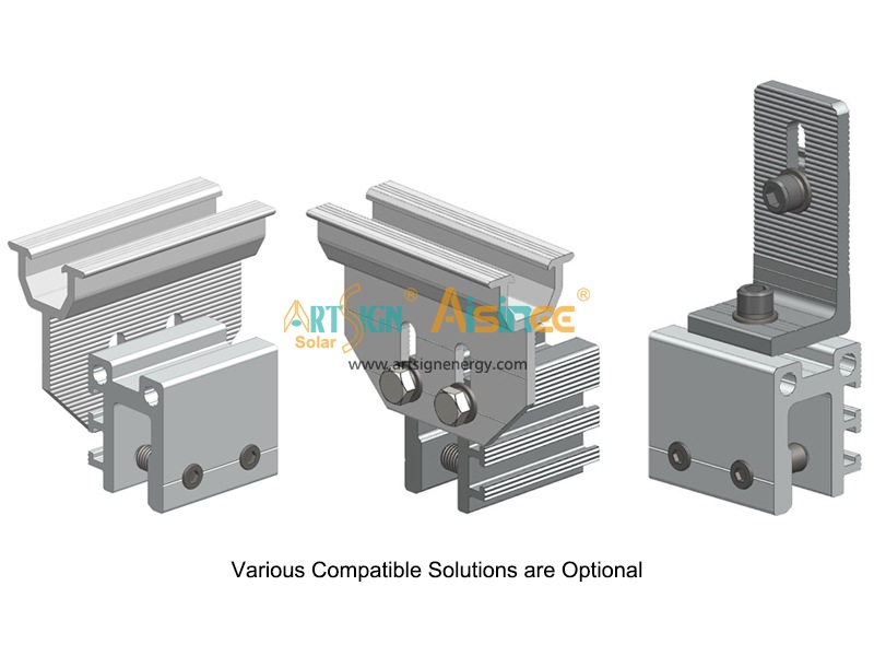太陽光PVモジュール取り付け用アルミニウム6005-T5ブラケット(ミニレール付き)|Art Sign